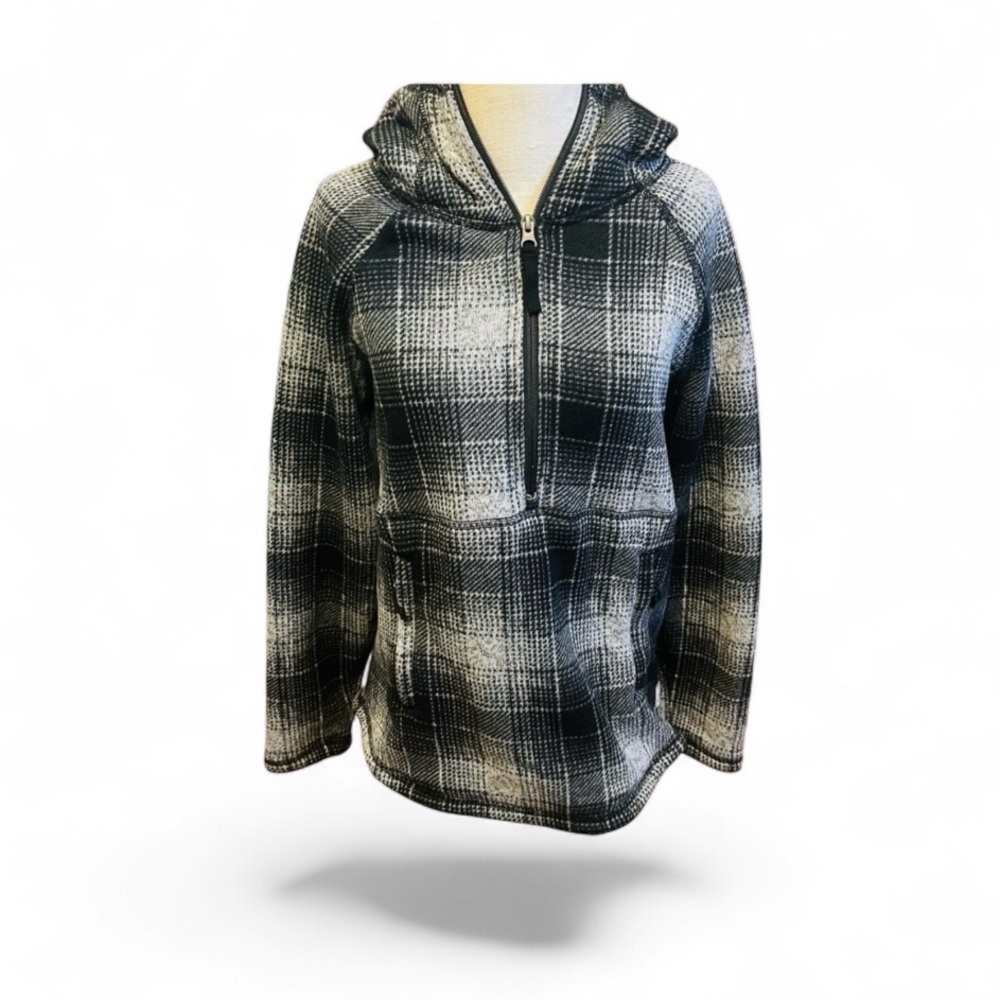 North Face Black and White Plaid Hoodie - women’s medium